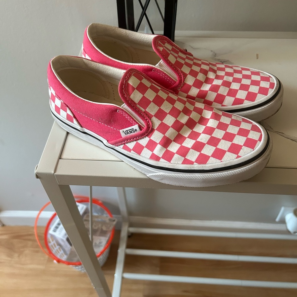 Vans Pink Checkered Slip-On Sneakers